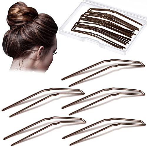 Waydress 36 Pieces U Shaped Hairpins Ballet Buns Bobby Pins Hair Styling Metal Hairpins for Updo Bun Bobby Pins for Women Lady Thick Thin Long Curly