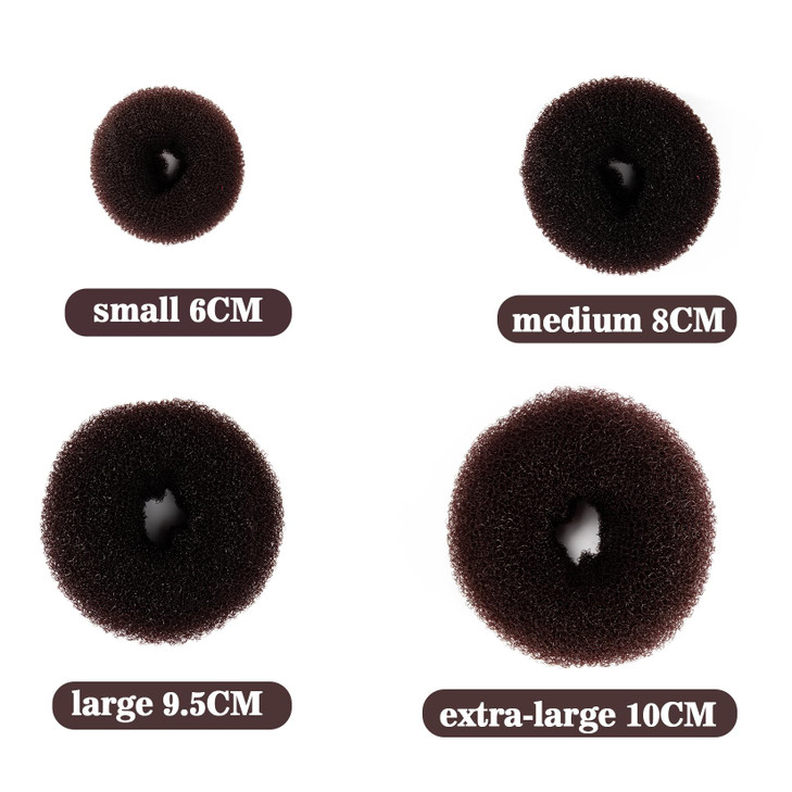 MAQIHAN Hair Donut Bun Maker Kit - Updos Sock for Long Hair, Bun Holder with Hair Clips (1 Extra Large, 2 Large, 2 Medium, 2 Small)