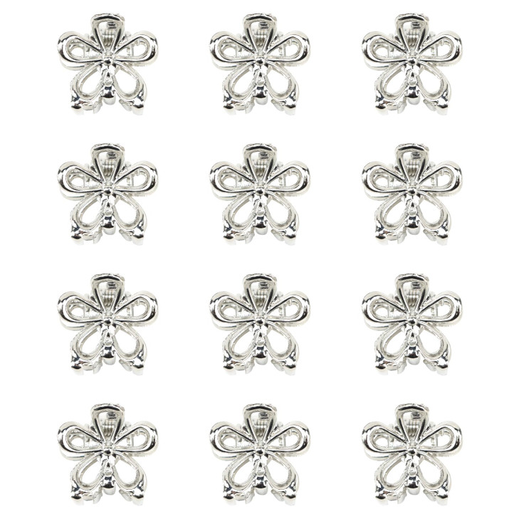 YISSION Hair Clips - 12PCS Cute Small Flower Barrettes and Mini Silver Metal Claw Clips for Women, Girls, Thin/Thick Hair