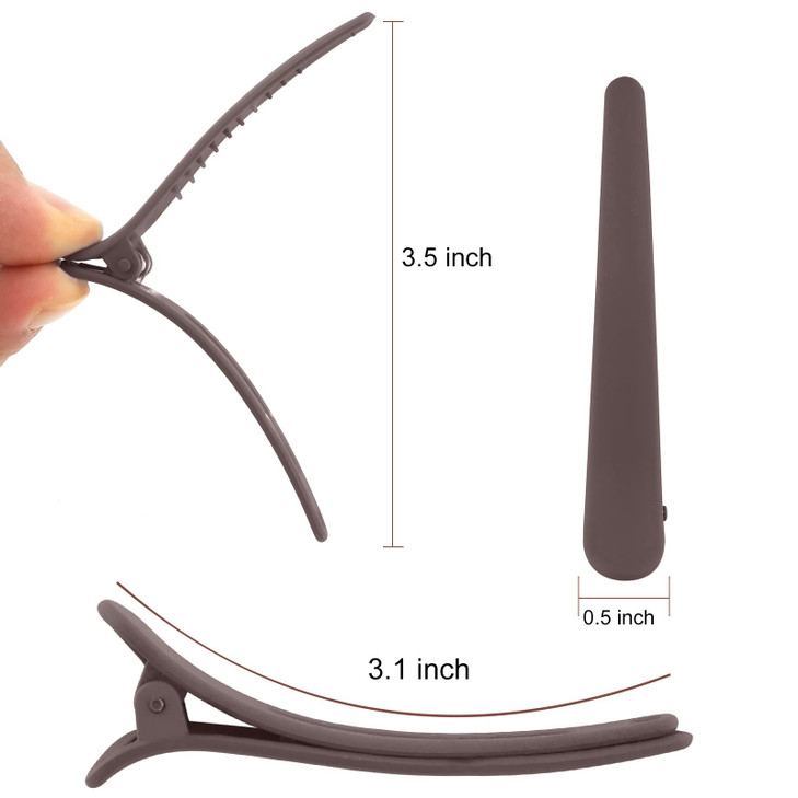 12 PCS YISSION 3.1 Inch Matte Alligator Hair Clips Barrettes, No Crease Duck Billed Clips for Sectioning & Styling Accessories for Women Girls Coffee