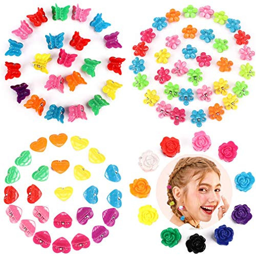 YISSION 200 Pcs Mini Hair Clips Flower Clips Butterfly Hair Clips Heart Hair Clip Rose Claw Clips 90s Hair Accessories for Women Party Gifts Assorted