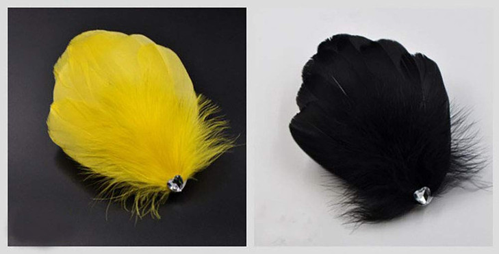 2PCS Heart-shaped Feather Hair Clip Headpiece Party Hairpins Hair Barrettes Hair Accessory Bridal Wedding Feather Fascinator (Black)