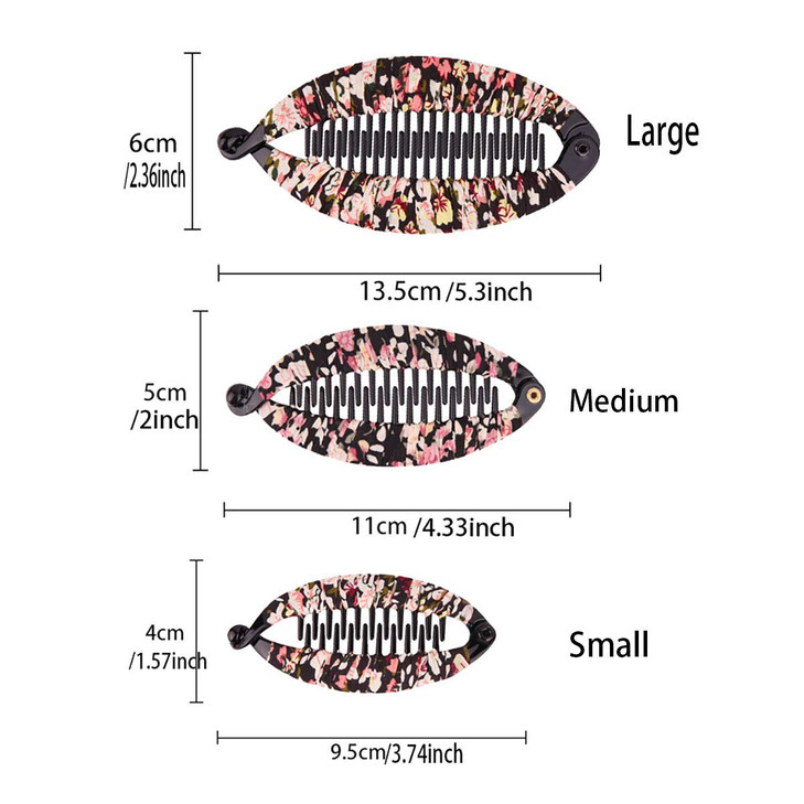 Fodattm Set of 6 Bohemia Style Wrapped Cloth Banana Hair Clip Hair Comb Hair Jaw Clips Plastic Fish Shape Hair Claw Hairgrip Hair Clincher for Women