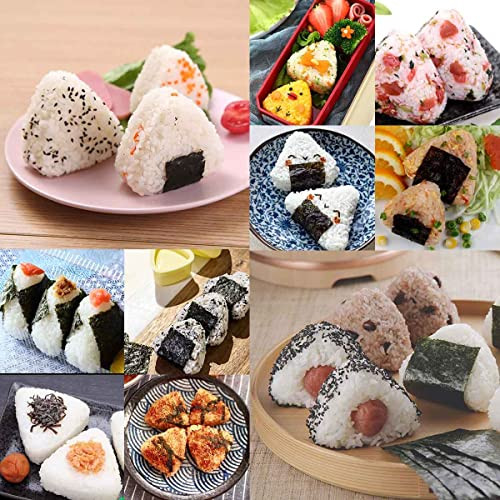 yuntop 2 Pack Sushi Maker & 1 Pack White Rice Paddle Onigiri Rice Ball Mold Kit for Japanese Home DIY Children Bento Large & Small Triangle Sushi Pre