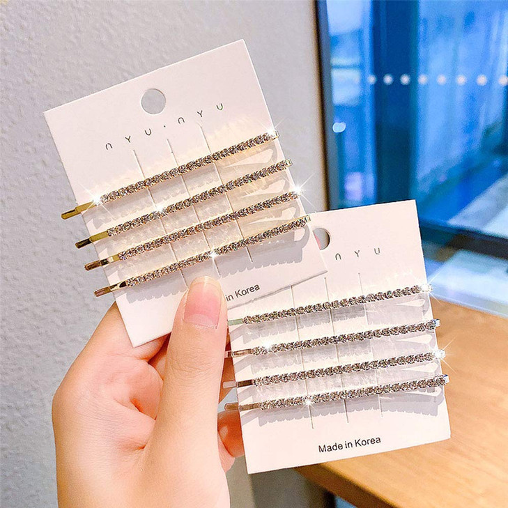 WHITEBRIDGE 8pcs Rhinestone Bobby Pins Metal Hair Clips Sparkling Hair Clips for Women Girls, Gold and Silver Diamond Hair Pins