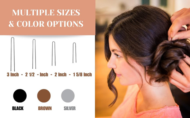 Amish Valley Products Straight Stainless Steel Heavy Duty Snagless Hairpins Handmade Hair Pin (Silver, 1 5/8 Inch)