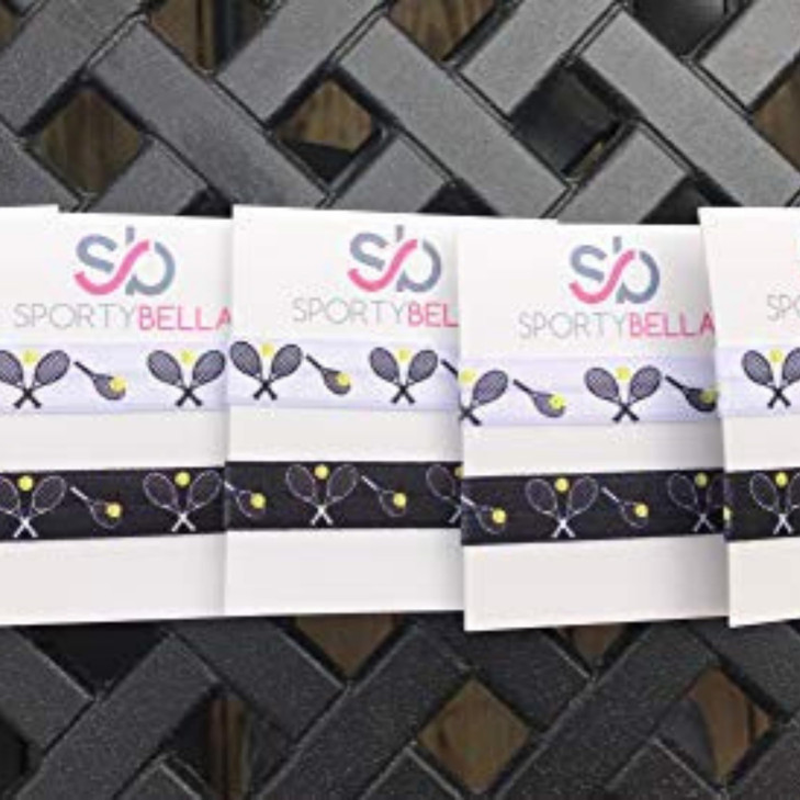 Tennis Hair Ties  5pc Set No Crease Elastic Ponytail Holders & Bracelets  Tennis Racket & Ball Design  Cute Accessories for Girls, Teens, Women 