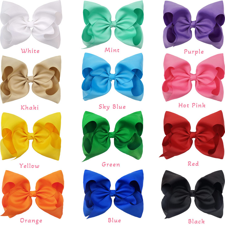 CÉLLOT Hair Bows for Girls, 8inch Oversize Large Boutique Grosgrain Ribbon Hair Bows Alligator Hair Clips, 12 Pack