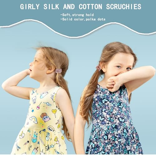 BEGOOD 12Pcs Skinny Elastic Hair Ties - Satin Scrunchies for Ponytail Holders, Hair Accessories for Women, Girls, and Teens