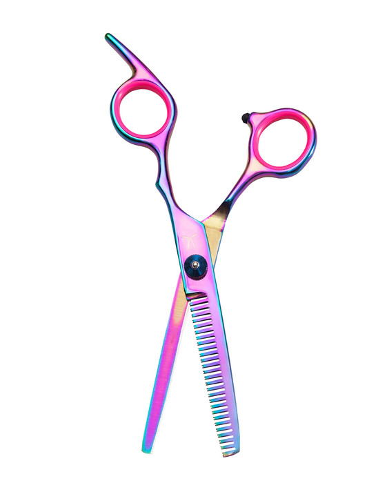 FARRAY Hair Cutting Scissors Thinning Shears?6.5 Inch Professional Stainless Steel Barber Hair Scissors?for Both Salon and Home Use (Aurora color)