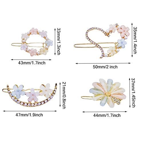 MIAO JIN Hair Clip, 20PCS Rhinestone Flower Hair Clip Bobby Pin, Bling Crystal Love Pins Handmade Metal Headwear Hair Clips for Women's and Girls' Ha