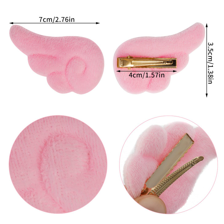 Haakong 16Pcs 4 Color Wings Hair Clips Angel Hairpin Kawaii Hair Accessories Cosplay Plush Cartoon Hair Clips