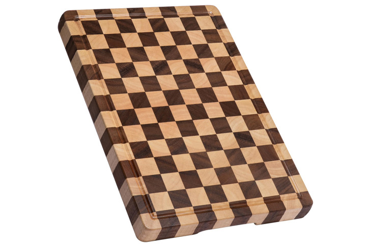 THETCHRY Cutting Boards for Kitchen, Design in USA Large Acacia Wood Chopping Board, Checkered Cutting Board with Juice Grooves & Handles, Butcher Bl