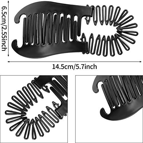 Syhood 12 Pieces Plastic Flexible Interlocking Banana Clips Hair Accessories for Women Girl, 2 Colors - Black and Coffee