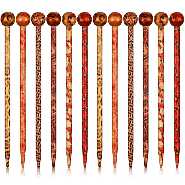 Cindeer 12 Pieces Wooden Hair Sticks Bulk Vintage Japanese Chinese Hairpins for Women Decorative Retro Hair Chopsticks for Women Bun Updo Accessory,