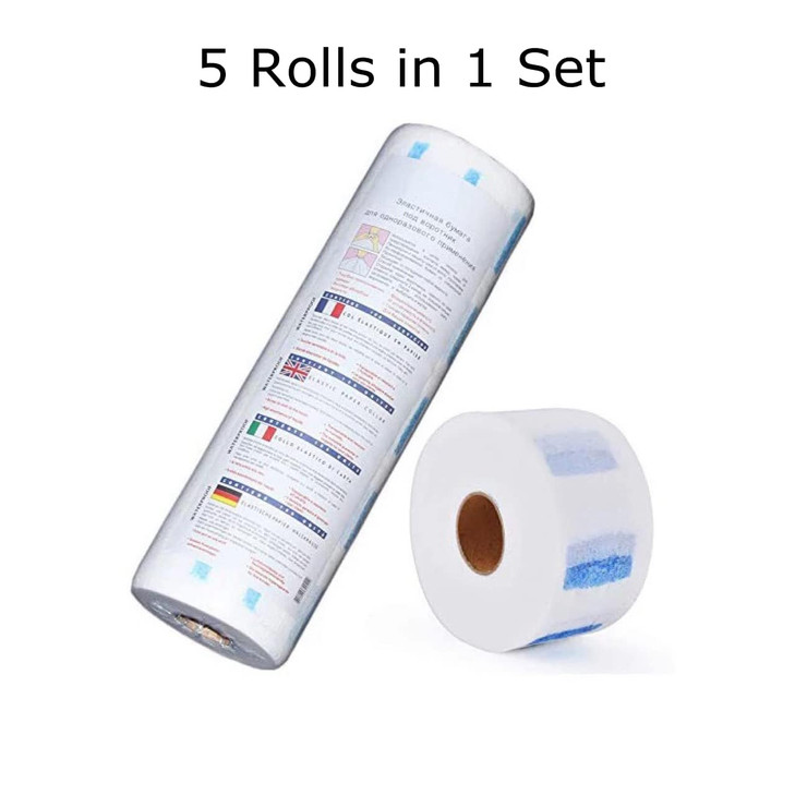 Adorila Barber Neck Strips - 5 Rolls (500 Strips, White), Disposable Self-Adhesive Neck Paper Bands for Hair Cutting, Salon & Stylist Supplies