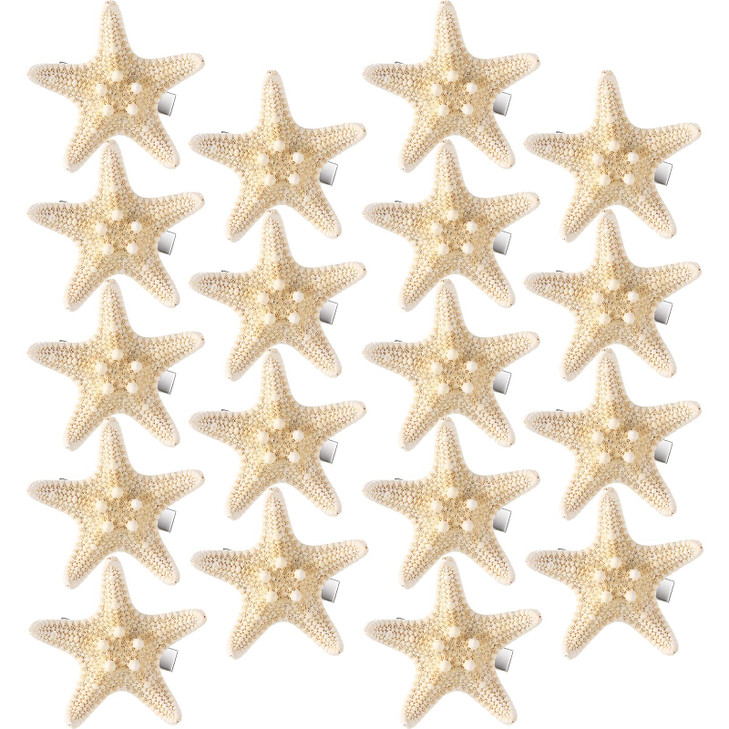 Yilloog 18 Pcs Starfish Hair Clips Mermaid Accessories Seashell Resin Starfish Beach Hair Clips Pins for Women Ladies Halloween Wedding Bridal Gifts