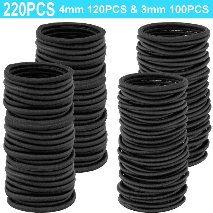 YXYL Hair Ties - 220 PCS Black Hair Ties, Premium Elastic Hair Bands for Women Men Ponytail Holders, Hair Elastics Tie for Medium Thick Curly Hair, 1