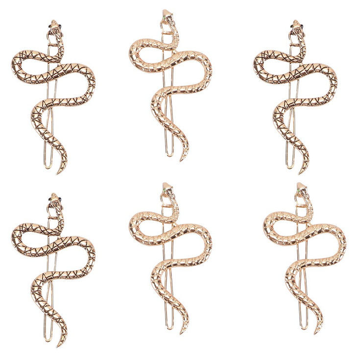 Snake Hair Pins Hair Clips 6pcs Bling Snake Hairpins Golden Metal Snake Headpiece Animals Hairpins Decorative Bobby Pins Vintage Hair Barrettes Hair