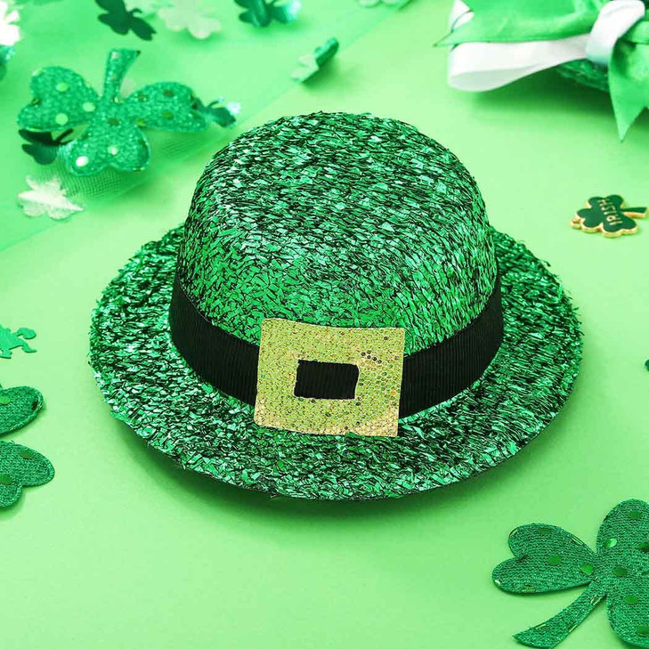 BARTOSI St. Patrick's Day Hat Hair Clips Mini Leprechaun Hats Green Shamrock Hairpin Saint Patricks Day Hair Accessories for Women