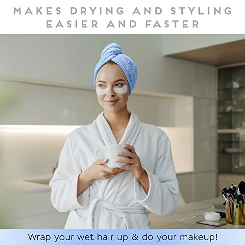 SimpleField 2 Pack Microfiber Hair Towel Wrap for Women, Anti Frizz Quick Drying Hair Turban for All Hair Style, Absorbent and Lightweight (Blue+Pink