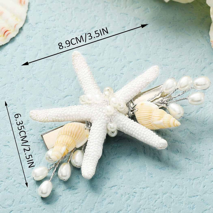 Yean Starfish Hair Clip Seasehll Hair Piece Beach Mermaid Hair Accessories for Women and Girls