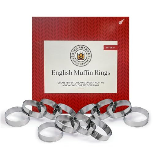 King Arthur Baking Company English Muffin Rings, Stainless Steel, Round Set Of 12 For Cooking And Batch Baking Thinner Batters
