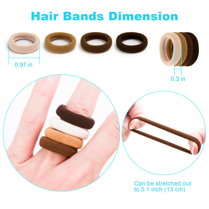 Qarwayoc Mini Hair Ties for Girls, Toddlers and Infants - Tiny No Damage Ponytail Holders and Bands (Diameter 1 Inch, 4 Colors)
