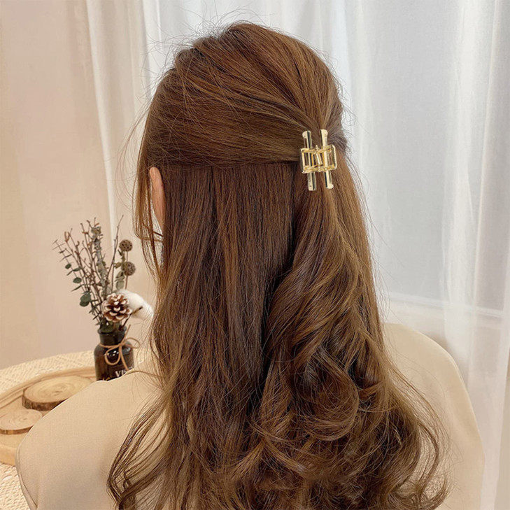 VinBee Small Claw Clips - 3 PACK, Strong Grip Hair Clips for Women, Small Metal Claw Hair Clips for Thick Hair, 1.1 * 1.57 inches (Silver + Gold + Ro