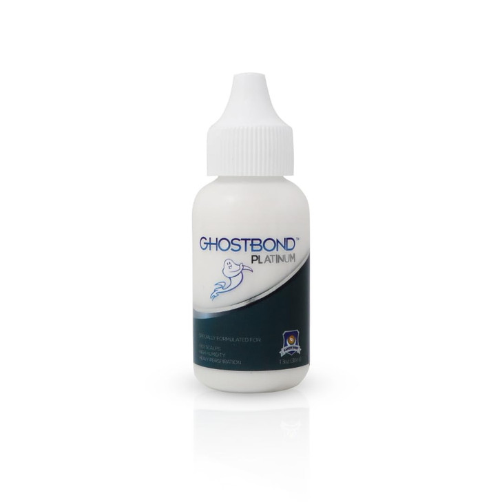 GHOSTBOND Platinum Water Resistant Wig Glue for Extreme Heat - 1.3oz - Hair Replacement Adhesive for Poly and Lace Wigs. Invisible Bonding Hair Adhes