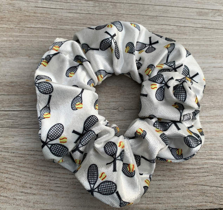 Girls Premium Velvet Tennis Hair Scrunchies - Racket No Crease Scrunchies for Tennis Players and Teens