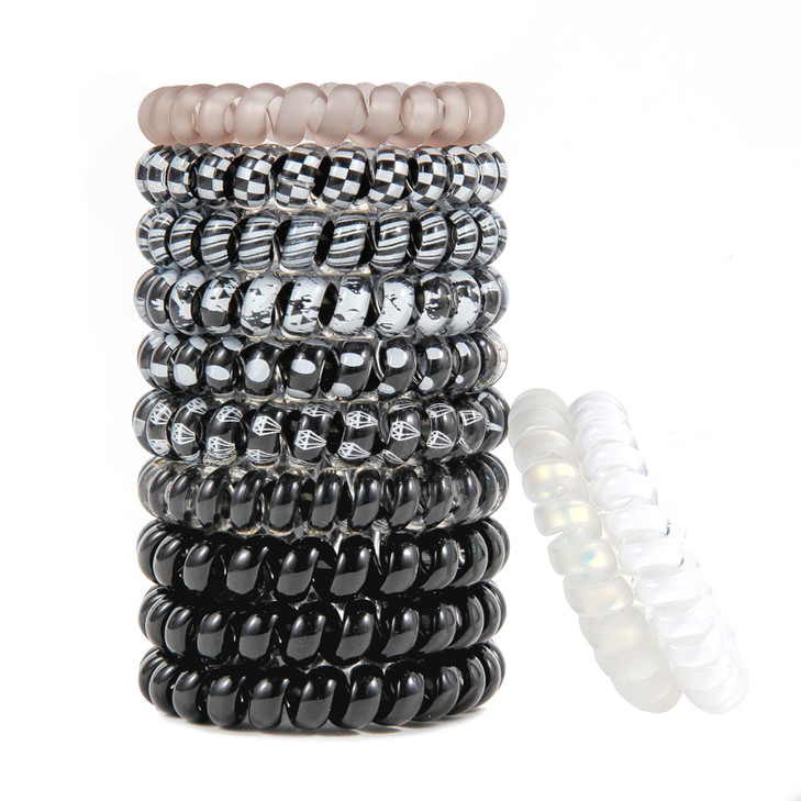 Spiral Colorful Traceless Elastic Phone Cord Hair Ties and Coils for Women and Girls - 12PCS Multicolor No Crease Waterproof Ponytail Hair Ties