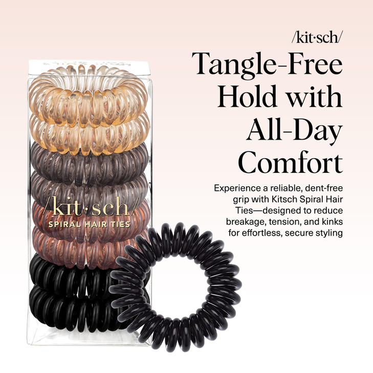 Kitsch Spiral Hair Ties for Women  Hair Ties No Damage, Ponytail Holders for Thick and Thin Hair  Creaseless and Dent-Free Coil, Phone Cord Style |