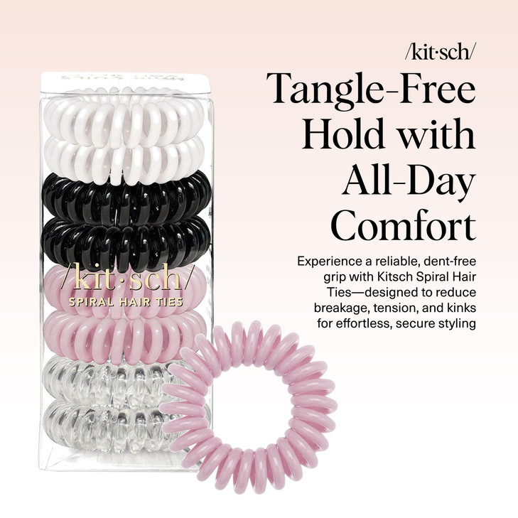 Kitsch Spiral Hair Ties for Women - Creaseless and Dent-free Coil Hair Ties | No Damage, Phone Cord Coils | Made of Flexible and Durable Plastic | Id