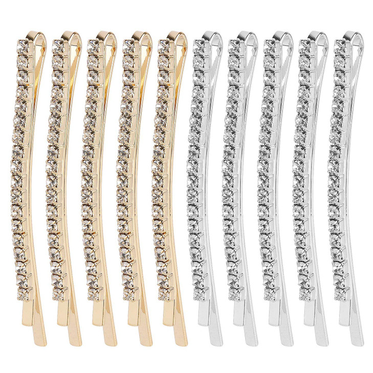 20 Pieces Rhinestone Bobby Pins Crystal Hair Clips Gold and Silver Diamond Hair Pin Sparkling Hair Barettes Sytling Decorative Accessories for Women