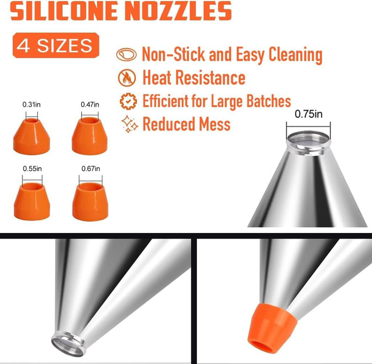 40oz Pancake Batter Dispenser with Stand, Funnel Cake & Cupcake Pancake Dispenser for Batter, Multi-Caliber Nozzles for Waffles, Crepes & Icing  Inc