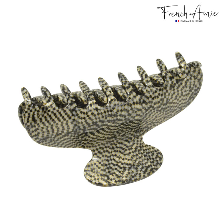 French Amie Thin Oval Large 4 1/4 Opera Handmade Celluloid Interlocking Strong Hold Claw Clips No Slip Grip Jaw Hair Clips Claw Clamp Clutcher for W