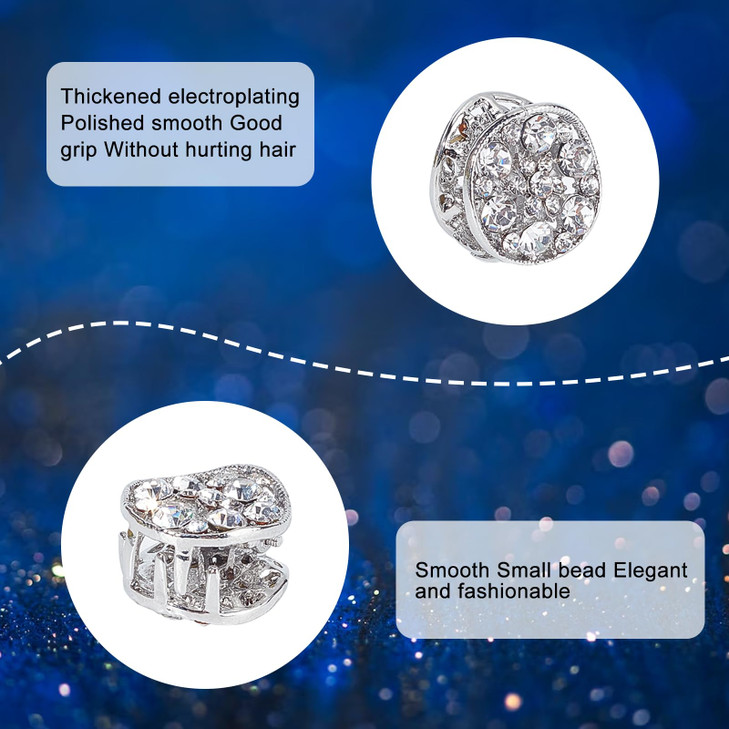 NICENEEDED Mini Rhinestone Hair Clips, Metal Hair Clips with Rhinestone Crystals, No-Slip Grip Metal Jaw Clip Cute Bridal Wedding Hairs Accessories f