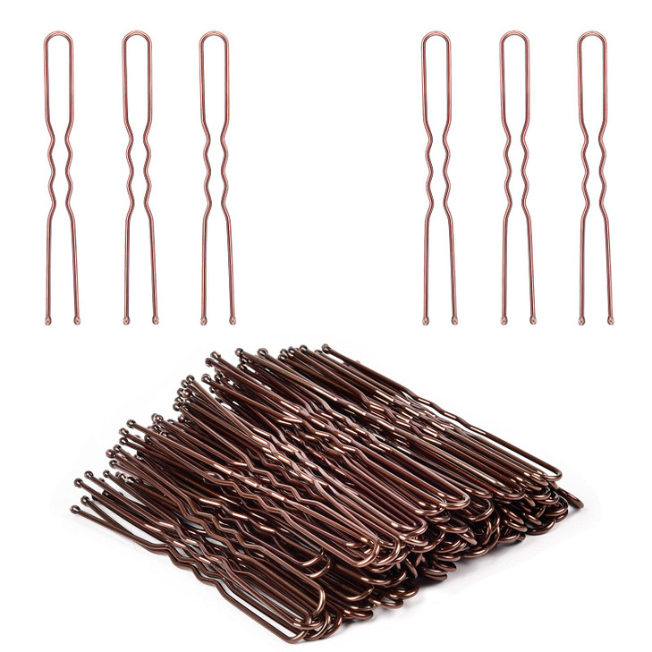 U Shaped Hair Pins, IKOCO 2.4inch Hair Pins for Women with Storage Box, Brown