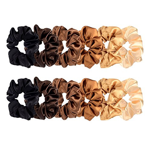 BBTO 12 Pieces 4.3 Inch Satin Hair Scrunchies for Women Elastic Bobbles Scrunchies Hair Ties for Adults, Big Scrunchy Ponytail Holder with Elastic Ba