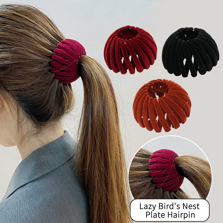 Bird Nest Magic Hair Clip, TOBATOBA 5Pcs Hair Holder Plate Hairpin for Thin Hair, Expandable Ponytail Bun Maker Hair Accessories for Women Girls