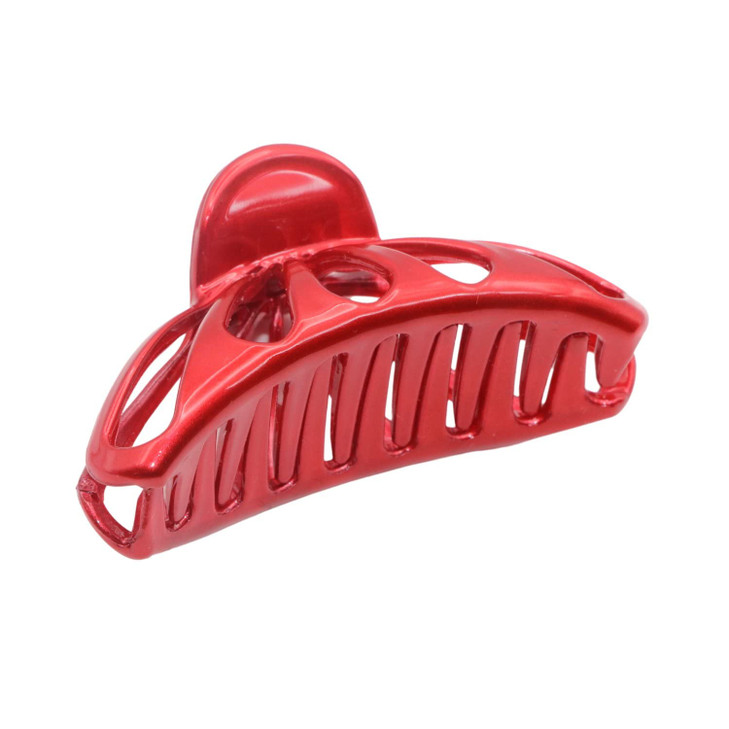 Parcelona French Raindrop Small 2.75" Hair Claw Clip for Women & Girls, Cellulose Acetate, Glossy Red, Non-Slip Grip, Made in France (Glossy Red)
