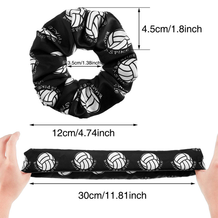 18 Pieces Volleyball Hair Ties Volleyball Sport Hair Scrunchies Silk Satin Elastic Scrunchies Hair Bands Ponytail Holders for Players Teams Gifts, Bl