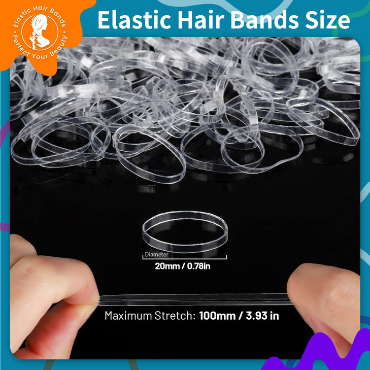 Teenitor Clear Hair Elastics, Clear Elastics Rubber Bands for Hair Ties, 300pcs