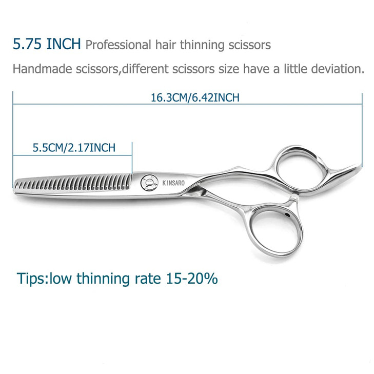 Hair Thinning Scissors 5.75 Inch Hair Shears Professional Barber Scissors Sharp Hair Thinning Shears Convex Razor Edge 440c KINSARO for Hairdresser B