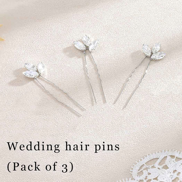 EARENT Rhinestone Wedding Hair Pins Silver Bride Hair Accessories for Women