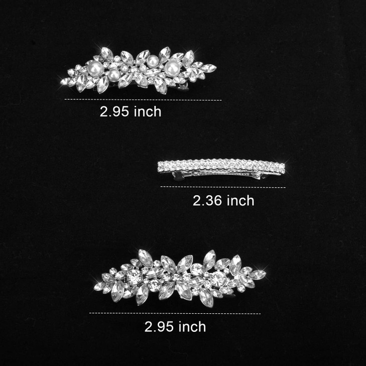 Deoot Hair Barrettes, 4 Pcs Rhinestone Hair Clips for Women - Hair Clip Barrettes with Rhinestones Crystal & Metal Alloy, Flower Hairpins for Women -