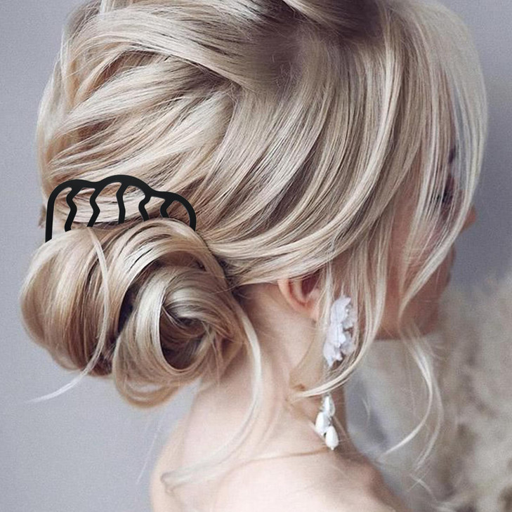 8 Pcs Black Hair Side Combs Metal U-Shape Hair Pin Sticks Hair Fork Clip Hair Pin Stick for Women Vintage Hairstyle Hair Accessory