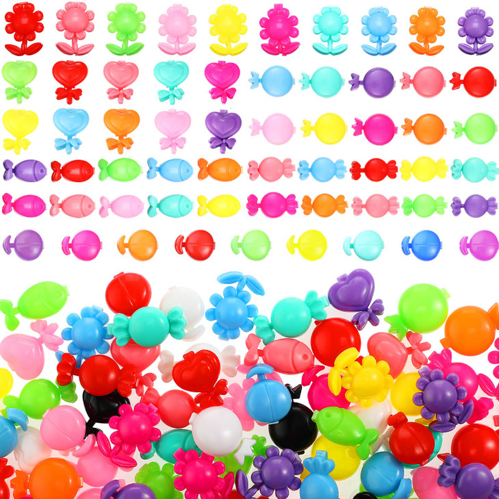120 Pieces Self Hinge Plastic Hair Clips Hair Barrettes for Girls Multi Coloured Flower, Candy, Fish 80s 90s Mini Cartoon Design Barrettes Pins for T