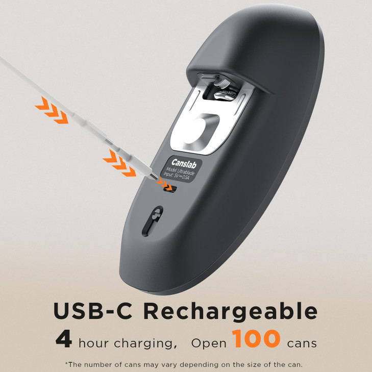 Canslab Ultrablde SE - USB Rechargeable Electric Can Opener for Kitchen for Seniors with Arthritis- Cordless Battery Powered Automatic, Side Cut, Smo